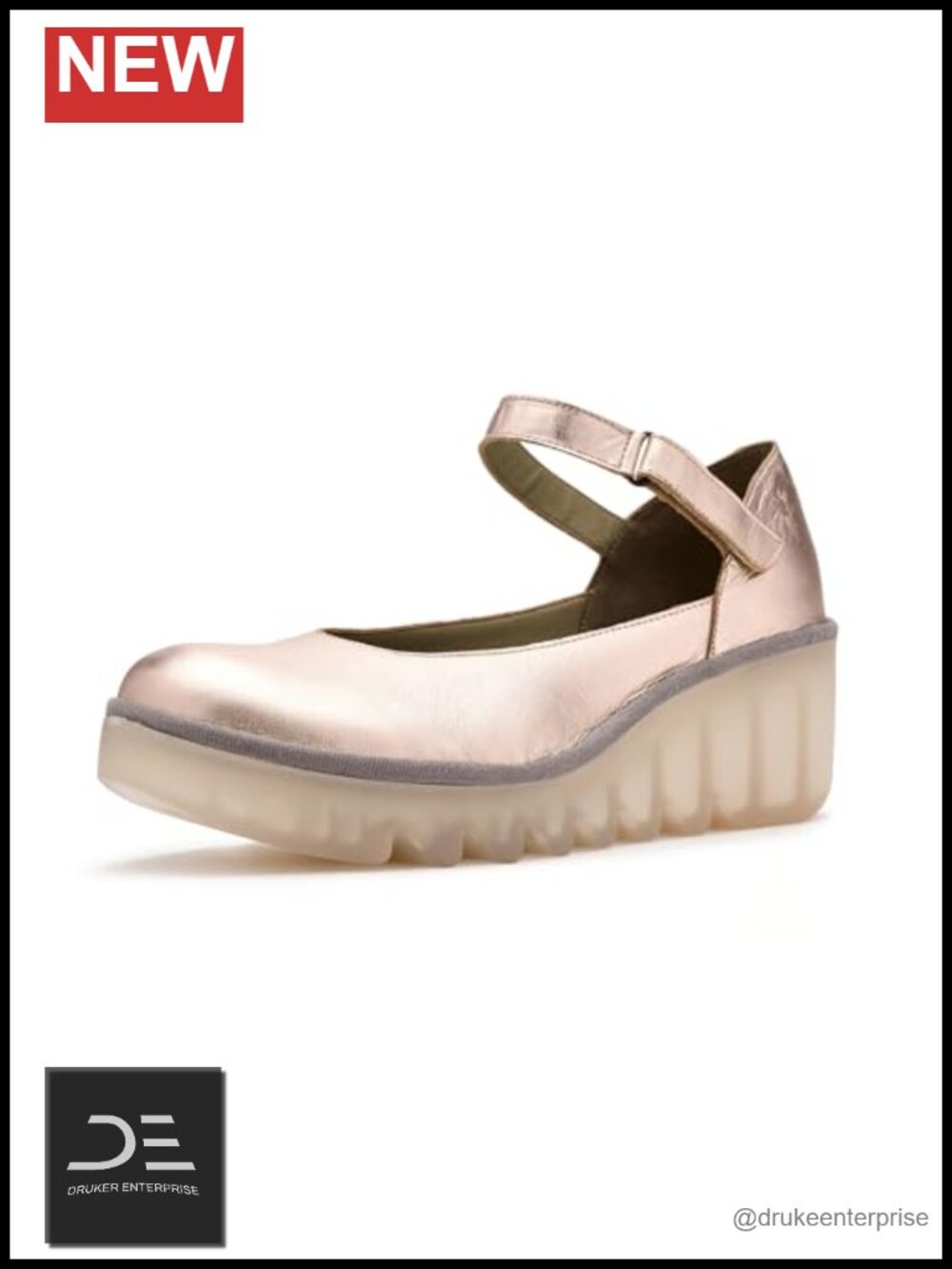 Women's Wedge Pumps Hook & Loop Closure Thermo Rubber Sole